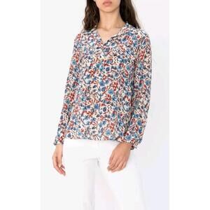 Gerard Darel Paris Women's 42/US 10 Top Button Up blouse White-floral Pockets #C